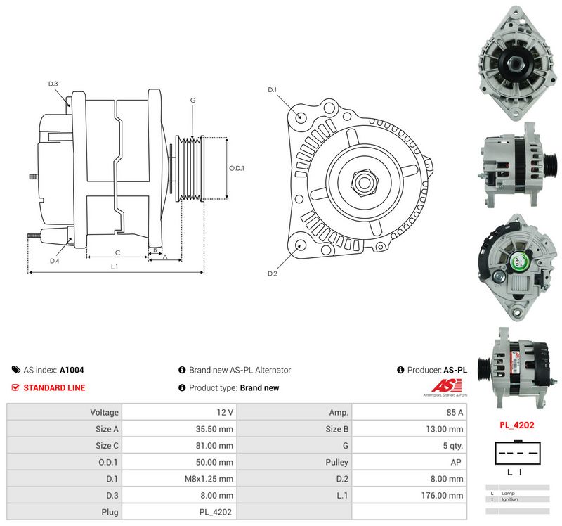 AS-PL A1004 Alternator