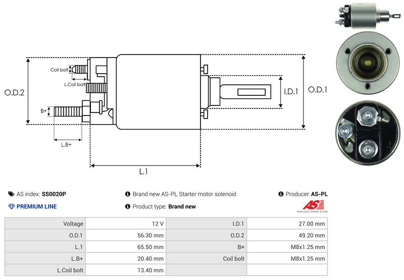 AS-PL SS0020P Solenoid Switch, starter