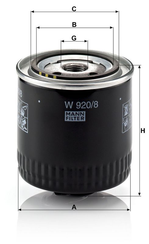 Õlifilter, MANN-FILTER W 920, 8