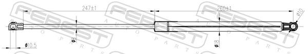 FEBEST 01117-006 Gas Spring, bonnet