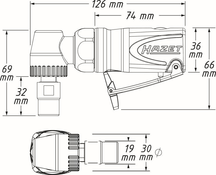 HAZET 9032M-5 Straight-grip Grinder (compressed air)