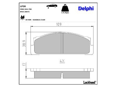 DELPHI LP30 - Brake Pad Set, disc brake