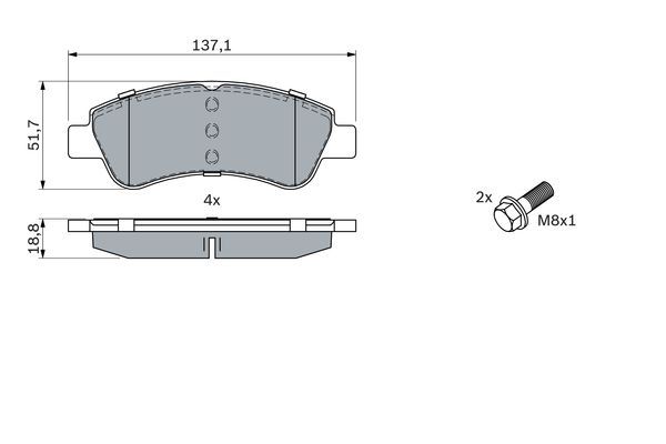 BOSCH гальмівні колодки передній Citroen C4 сист. BOSCH,Berlingo, Xasara