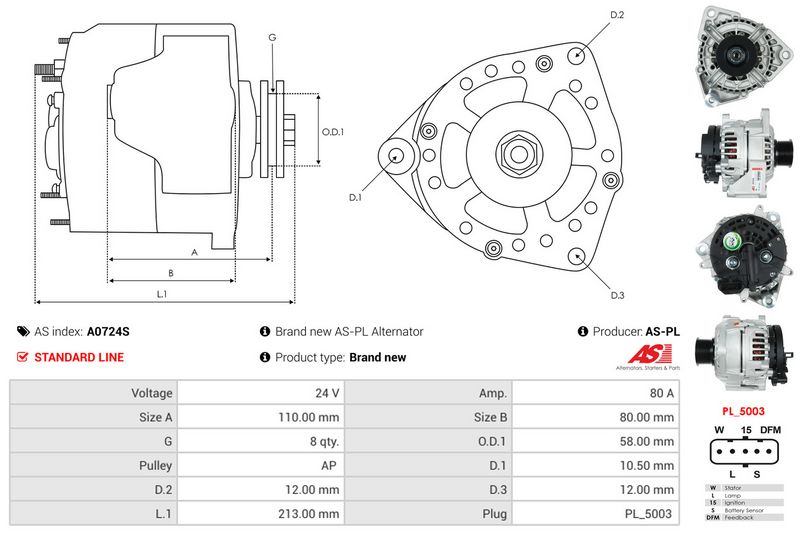 AS-PL A0724S Alternator