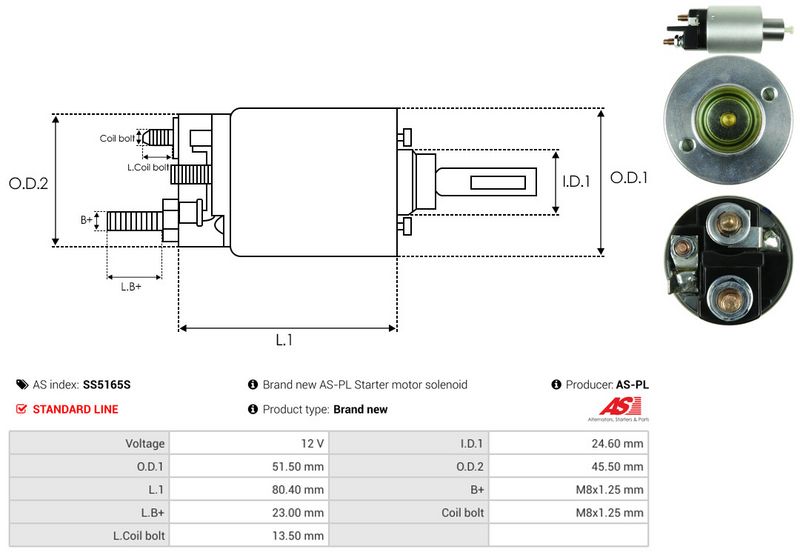 AS-PL SS5165S Solenoid Switch, starter