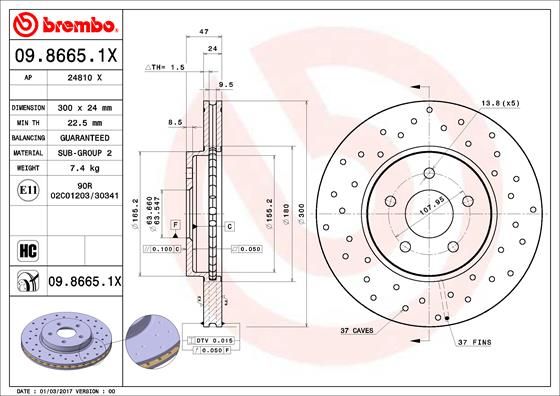 Гальмівний диск, Brembo 09.8665.1X