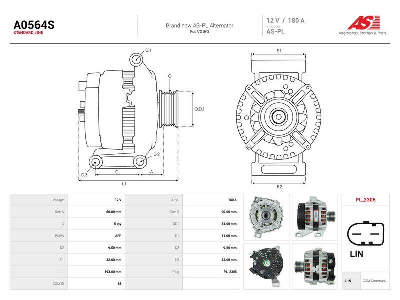 Generaator, AS-PL A0564S