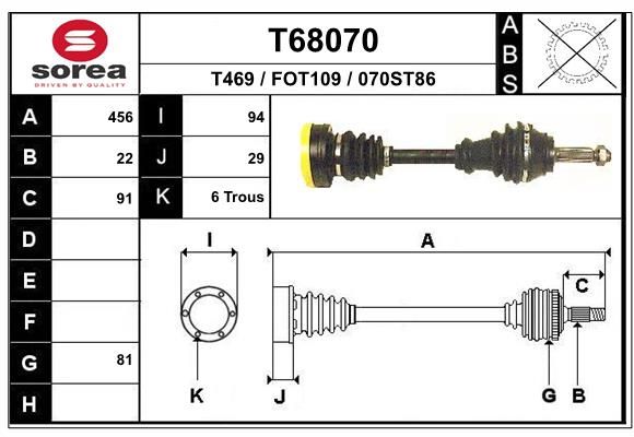 EAI hajtótengely T68070