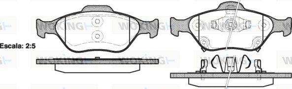 Комплект гальмівних накладок, дискове гальмо, Woking P666312