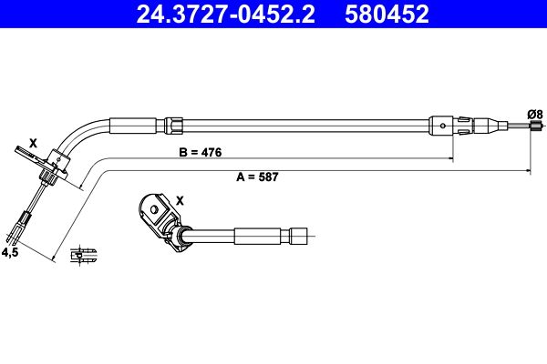 ATE Trekkabel, parkeerrem 24.3727-0452.2