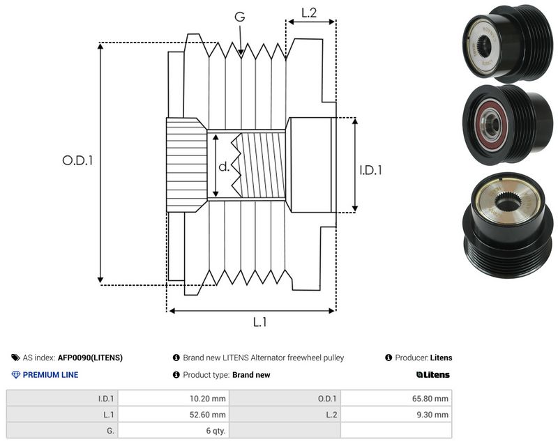 AS-PL AFP0090(LITENS) Alternator Freewheel Clutch