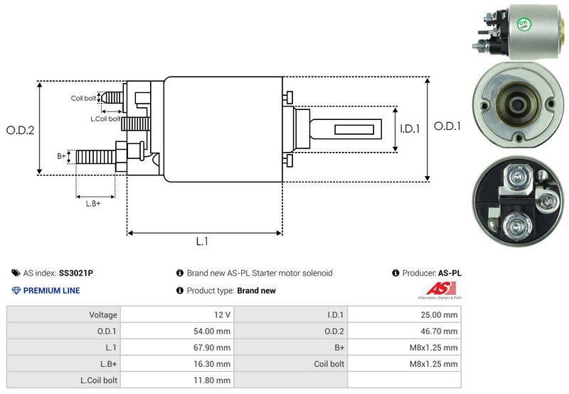 AS-PL SS3021P Solenoid Switch, starter