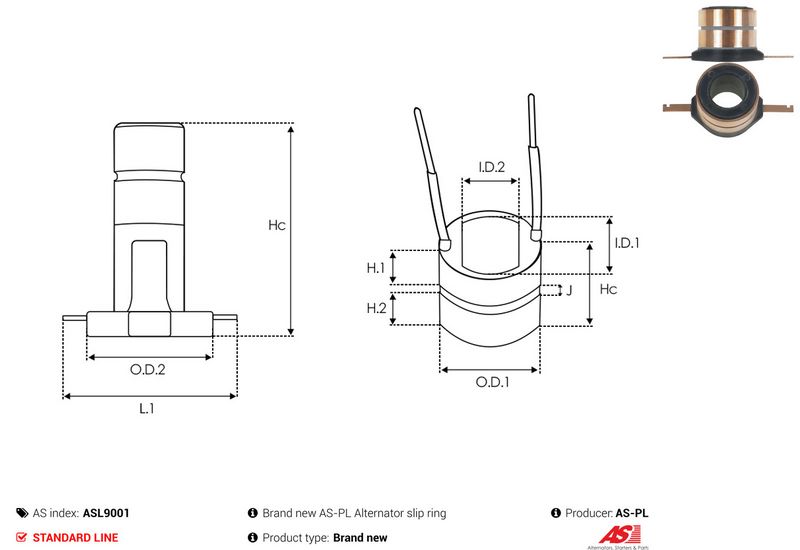 AS-PL ASL9001 Slip Ring, alternator