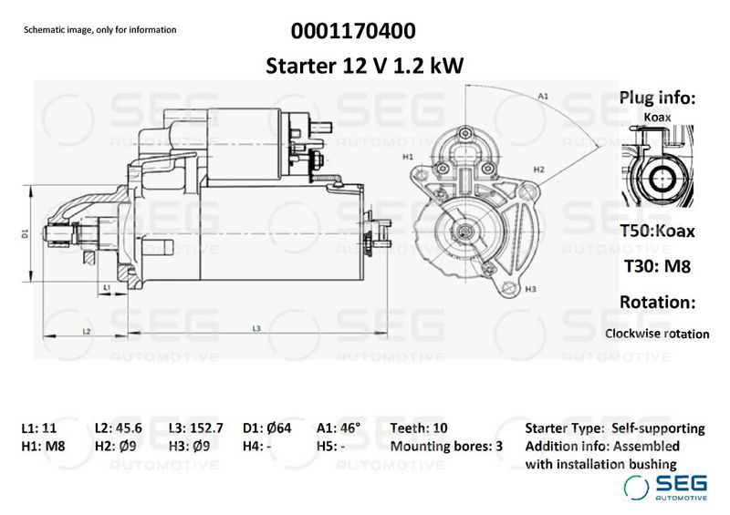 SEG Automotive 0001170400 Starter