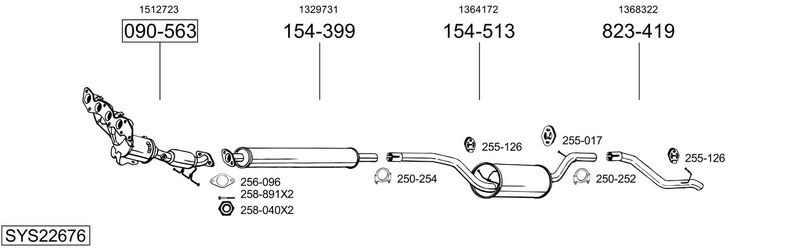 BOSAL kipufogórendszer SYS22676