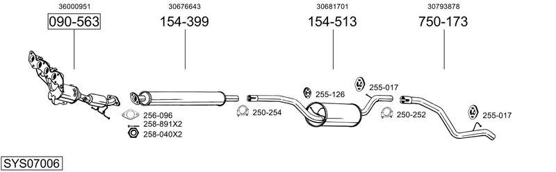 BOSAL kipufogórendszer SYS07006