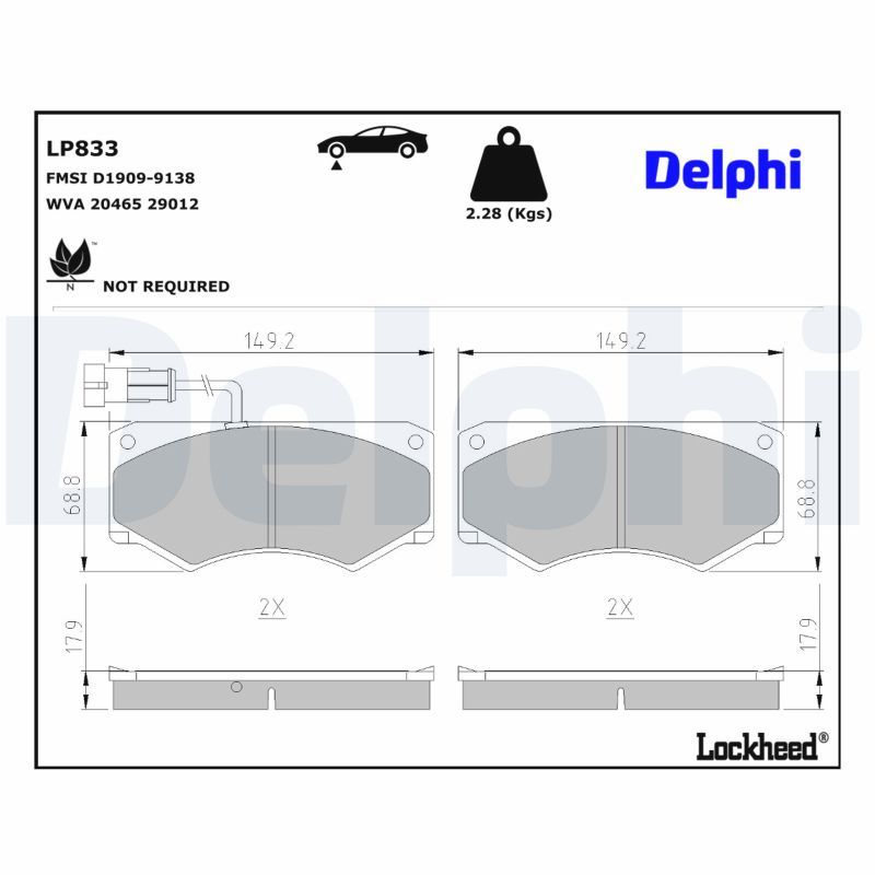 комплект спирачно феродо, дискови спирачки DELPHI