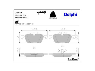 DELPHI LP1657 Brake Pad Set, disc brake