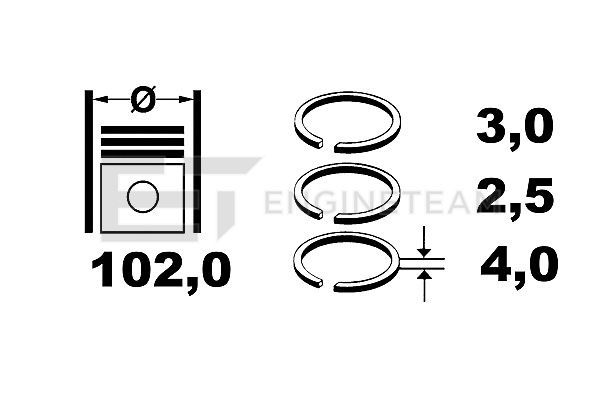 Product Image - Zuigerveerset - R1000800 - ET ENGINETEAM