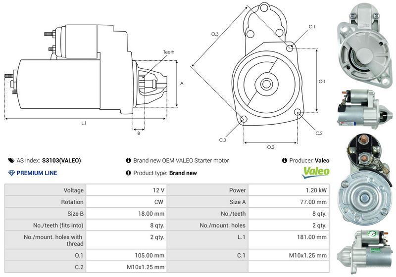 AS-PL S3103(VALEO) Starter