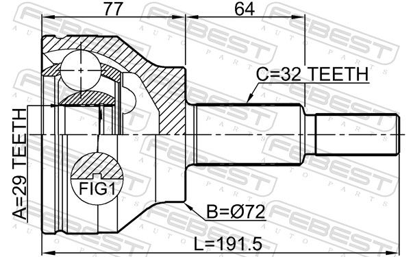 FEBEST 2010-WD14F Joint Kit, drive shaft