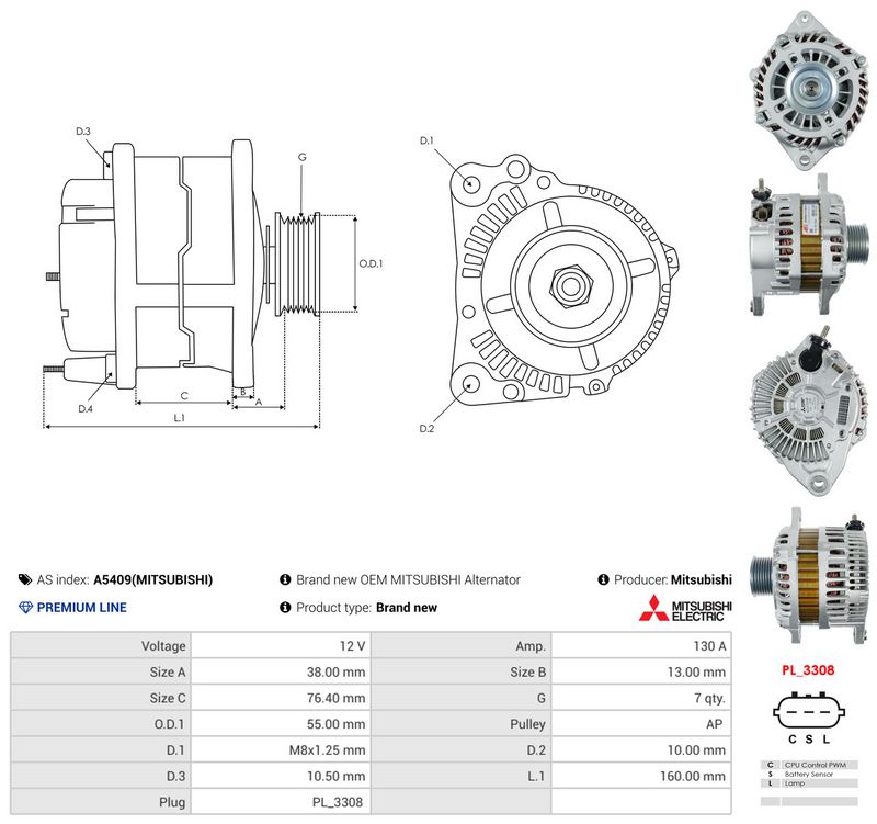 Prekė atitinka OEM kodą: A003TJ1791BZ9