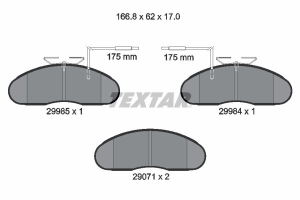 Комплект гальмівних накладок, дискове гальмо, Textar 2998501