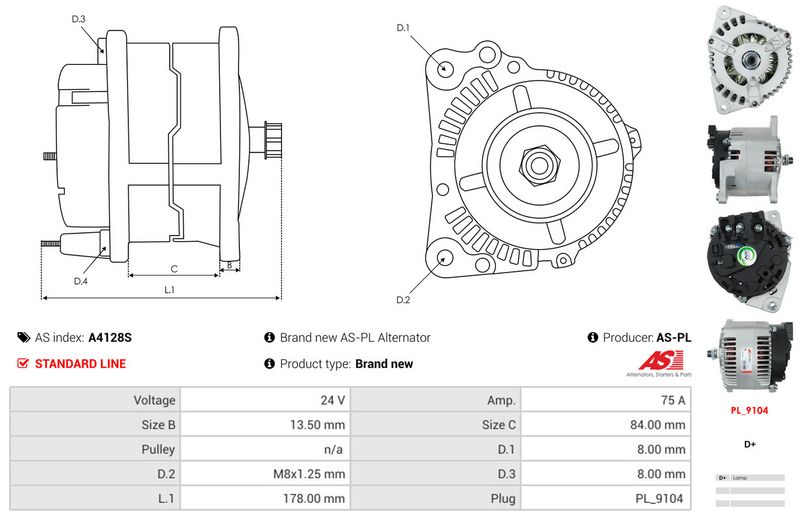 AS-PL A4128S Alternator