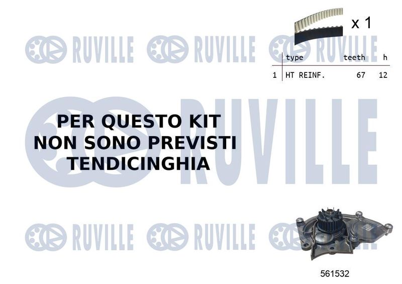 RUVILLE Vízpumpa + fogasszíj készlet 55B0031