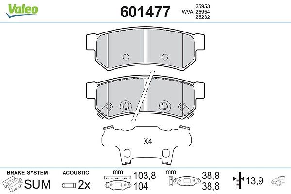 комплект спирачно феродо, дискови спирачки VALEO
