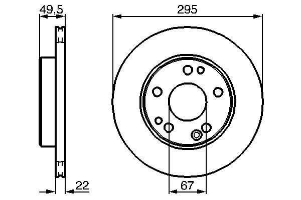 BOSCH диск гальмів. вент. передній Mercedess W124 295*22