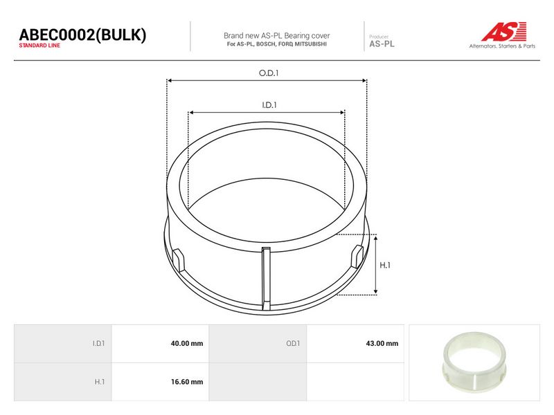Kaitsekate, generaator, AS-PL ABEC0002(BULK)