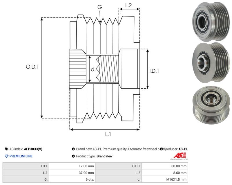 AS-PL AFP3033(V) Alternator Freewheel Clutch