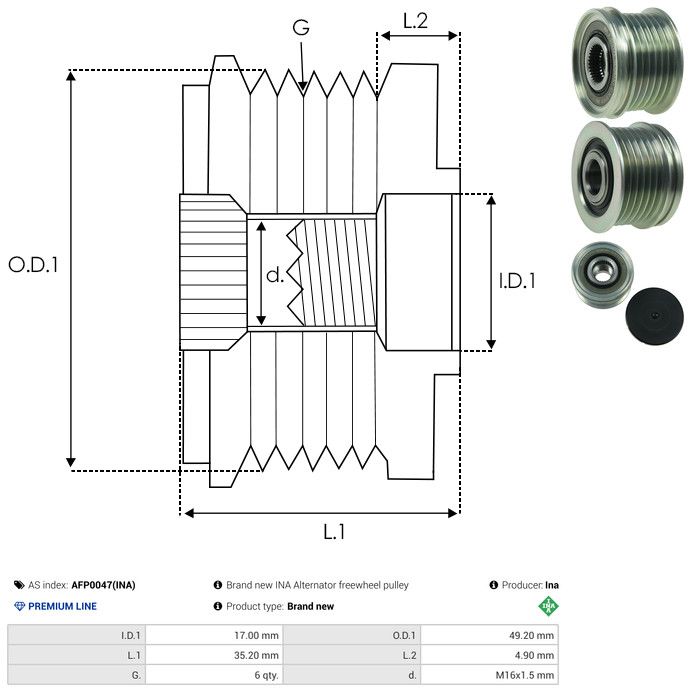 AS-PL AFP0047(INA) Alternator Freewheel Clutch