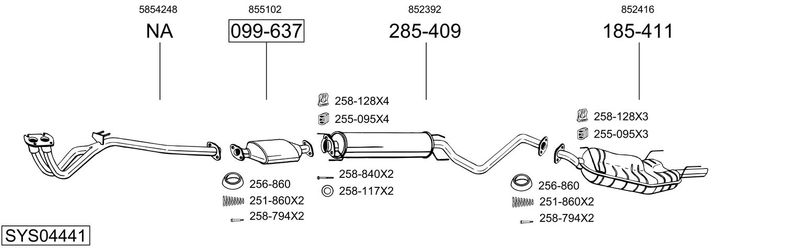 BOSAL kipufogórendszer SYS04441