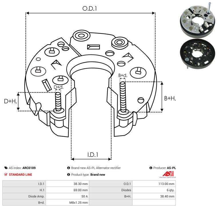AS-PL ARC0189 Rectifier, alternator