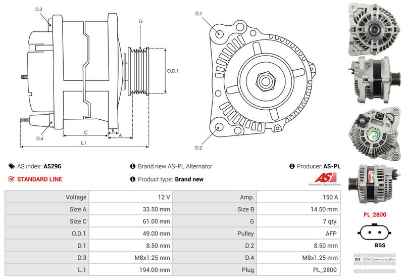 AS-PL A5296 Alternator