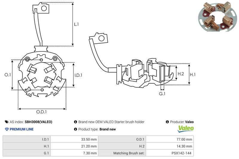 AS-PL SBH3008(VALEO) Holder, carbon brushes