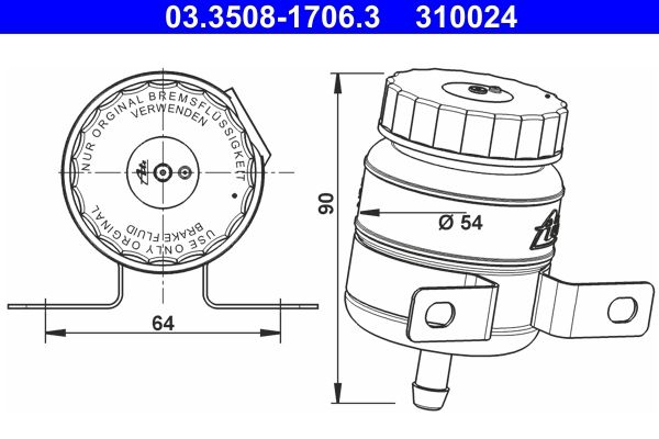 ATE Compensatiereservoir, remvloeistof 03.3508-1706.3