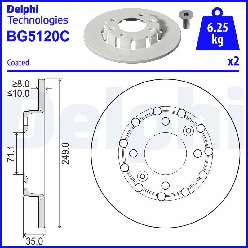 Гальмівний диск, Delphi BG5120C