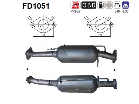 AS FD1051 Soot/Particulate Filter, exhaust system