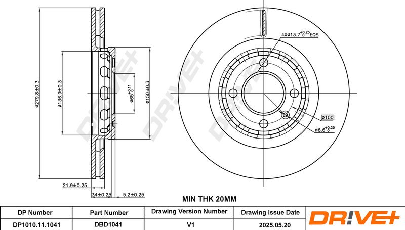 Disc frana DP1010.11.1041 Dr!ve+