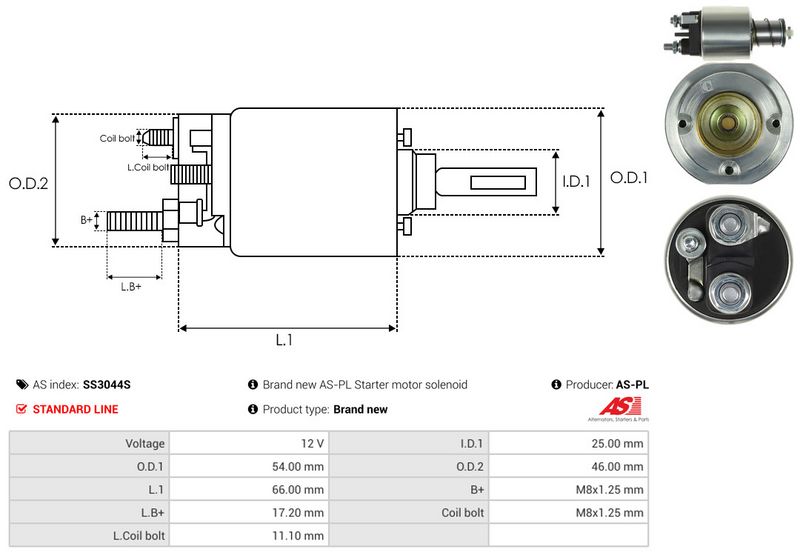 AS-PL SS3044S Solenoid Switch, starter
