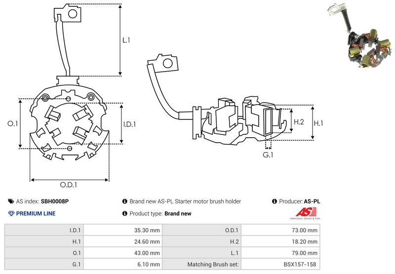 Kinnitus, süsinikuharjad, AS-PL SBH0008P