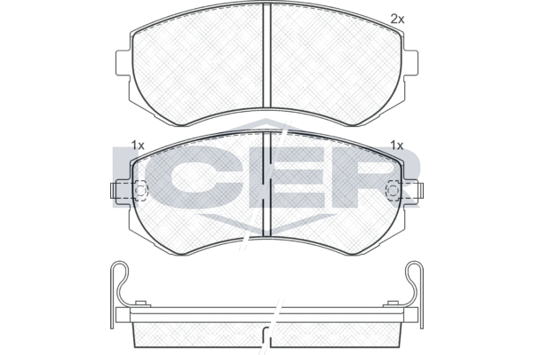 Комплект гальмівних накладок, дискове гальмо, Icer 181517