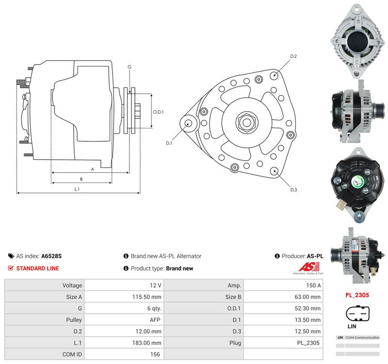 Generaator, AS-PL A6528S