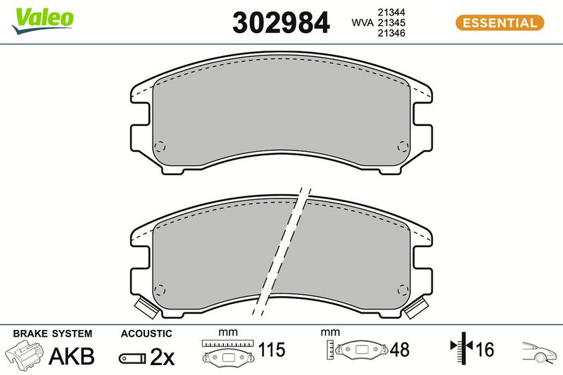 комплект спирачно феродо, дискови спирачки VALEO