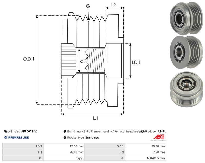 AS-PL AFP0019(V) Alternator Freewheel Clutch