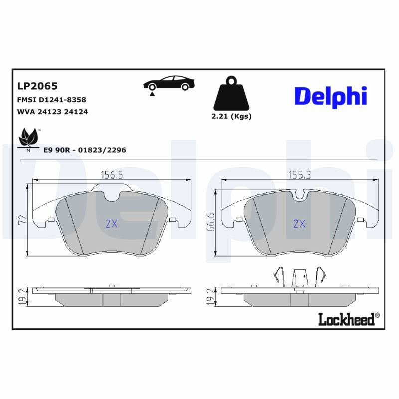 Piduriklotsi komplekt, ketaspidur, DELPHI LP2065