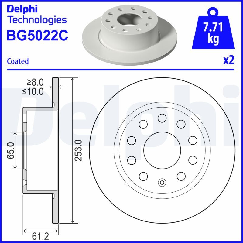 Гальмівний диск, Delphi BG5022C